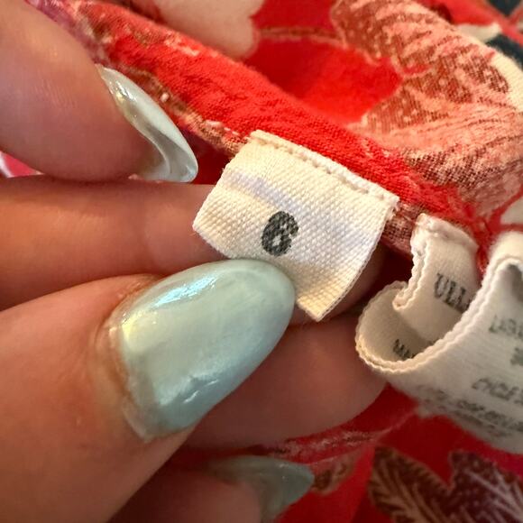 ULLA JOHNSON | Terese Red Floral Cotton Puff Sleeve Blouse | Size 6 - Picture 9 of 9